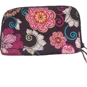 Vera Bradley MOD FLORAL PINK Vintage Y2K Zip Around Wallet Wristlet